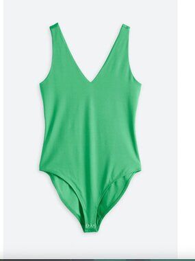 Nine Britton Green Ashley Sleeveless V Neck Stretch Bodysuit
